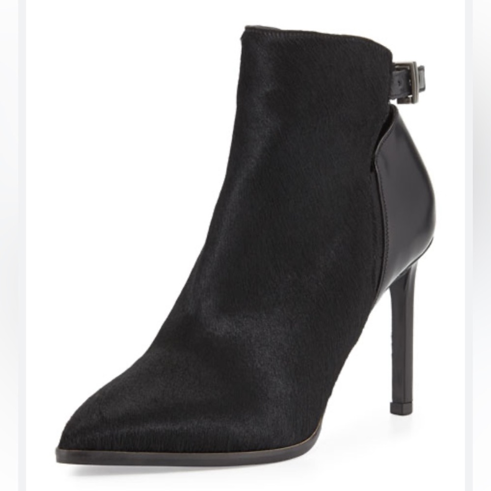 Vince Calla Pointed Calf Hair Bootie, Black